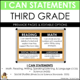 I Can Statements for Third Grade: Simple Design (Editable)