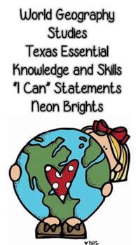 Preview of I Can Statements for World Geography Studies (Neon Brights)