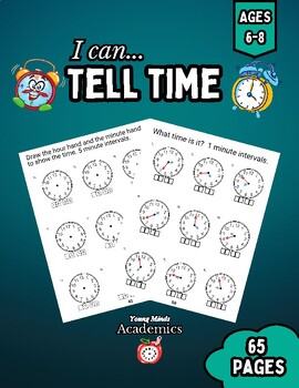 Preview of I Can Tell Time: No-Prep, Hour to One Minute Intervals, Gr. 1-2, Quizzes Inc