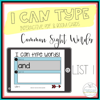 Preview of Typing Words: List 1 Digital PDF & Boom Learning Cards - Sight Words