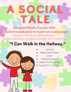 Preview of I Can Walk in the Hallway (adapted book and social tale)