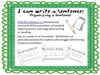Preview of I Can Write A Sentence: Organizing A Sentence