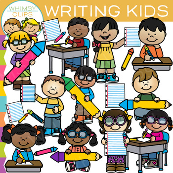 Preview of School Kids Writing Clip Art For Class Centers and Schedules