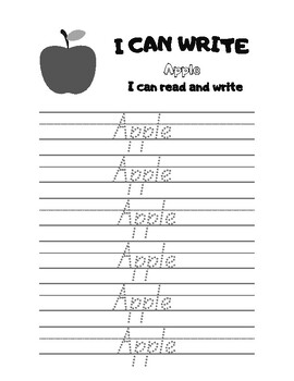 Preview of I Can Write Fruit Tracing Worksheet