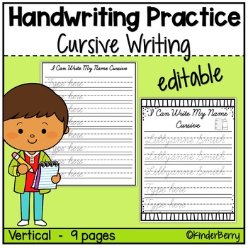 Preview of I Can Write My Name Cursive Handwriting Practice | EDITABLE