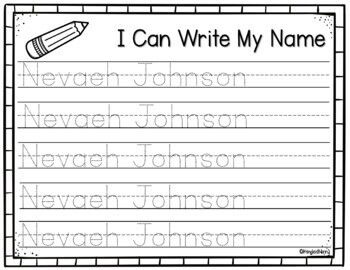 I Can Write My Name Handwriting Practice 5 Lines EDITABLE by KinderBerry