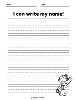 I Can Write My Name Handwriting Worksheet (Pre-K) by Mrs Eliyahu