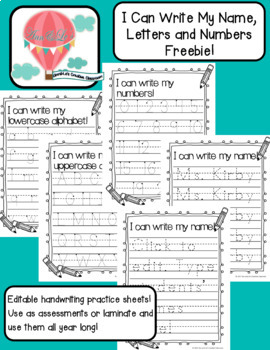 Preview of I Can Write My Name, Letters and Numbers Freebie! (JPG and Microsoft Publisher)