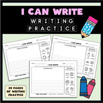 Preview of I Can Write! Sentence Writing Practice Pages for Kindergarten and 1st Grade