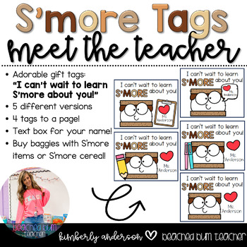 Preview of I Can't Wait to Learn S'more About You: Open House / Meet the Teacher Tag