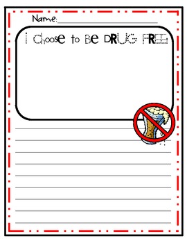 Preview of I Choose to Be Drug Free- Red Ribbon Week Writing Activity