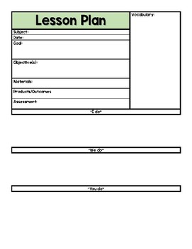 I Do - We Do - You Do Lesson Plan Template by Transition Teachie