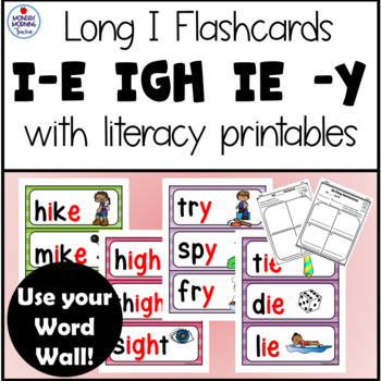 Preview of I-E IGH IE -Y Long I Vowel Teams Flashcards Posters Printables Literacy Centers