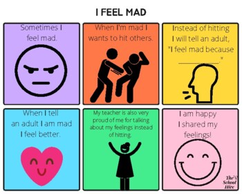 Preview of I Feel Mad Social Story Comic and Visual Reminder