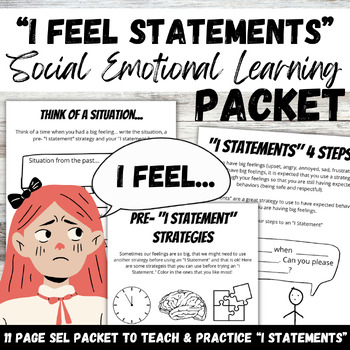Preview of I Feel Statements - Social Emotional Learning Packet