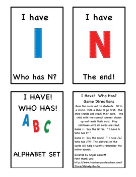 Preview of I HAVE, WHO HAS?  Alphabet Game