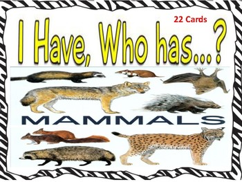 Preview of I HAVE WHO HAS MAMMALS (22 Cards)