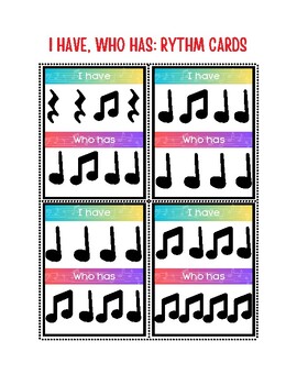Preview of I HAVE, WHO HAS RHYTHM CARDS