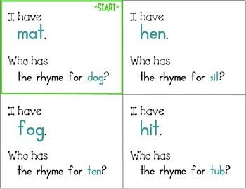 I Have Who Has Rhyme Time Cvc Words With 3 Differentiated Follow Up Sheets