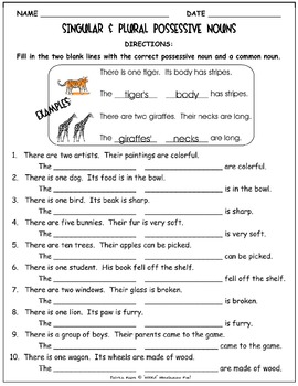 i have who has singular and plural possessive nouns follow up worksheet