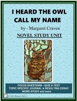 Preview of I HEARD THE OWL CALL MY NAME Novel Study Unit