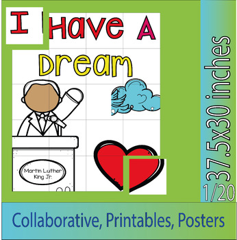 Preview of I Have A Dream-Dr. Martin Luther King, Jr. Collaborative coloring page activity