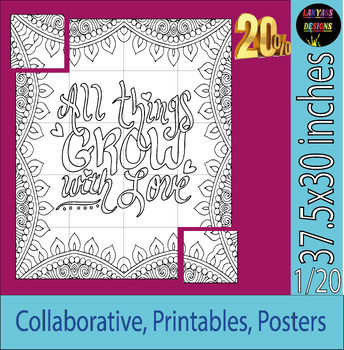 Preview of Motivational Positive Quote Coloring Pages | Collaborative Poster Art Activity