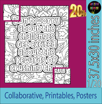 Preview of I Have A Dream-Motivational Positive Quote Collaborative coloring Poster 2024