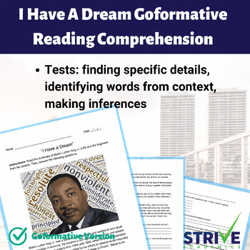 Preview of I Have A Dream Reading Comprehension Goformative Digital Activity