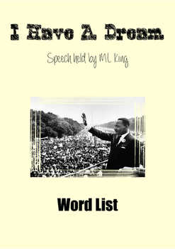 Preview of I Have A Dream (Word List)