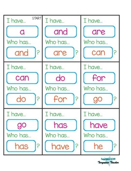 I Have Who Has 1st Grade High Frequency Words Game By Turquoise Teacher