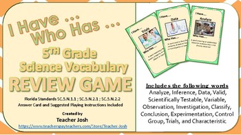 Preview of I Have, Who Has 5th Grade Science Vocabulary Review Game 1