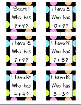 Preview of I Have, Who Has Addition Facts -CCSS Aligned