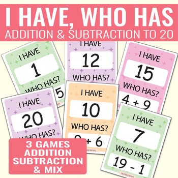 Preview of I Have, Who Has Addition to 20, Subtraction to 20 & Mix to 20
