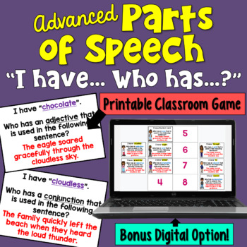 Preview of Parts of Speech I Have Who Has Game (7 parts of speech!): Print and Digital