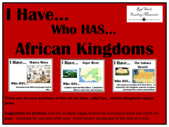 Preview of I Have..Who Has.. African Kingdoms