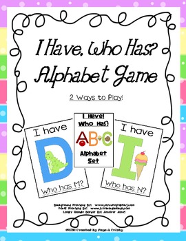 Preview of I Have, Who Has? Alphabet Game