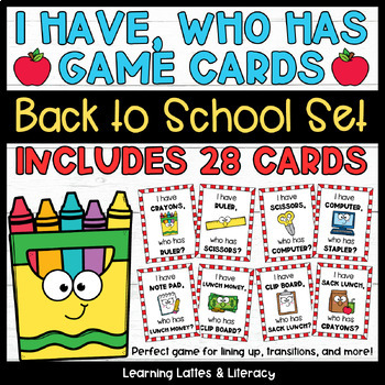 Preview of I Have Who Has Back to School Activity Task Cards First Week of School Games