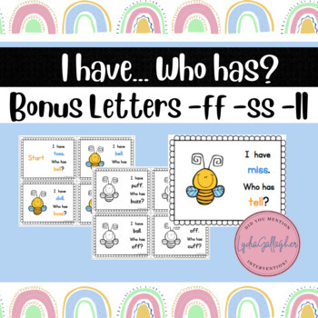 Preview of I Have, Who Has? Bonus Letter Practice Game for Double Letter Words -ff -ll -ss