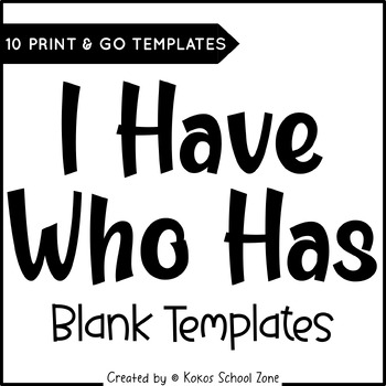 Preview of I Have Who Has Bundles Blank Card Game Templates