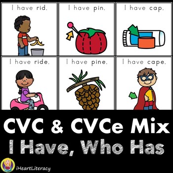 Preview of I Have Who Has CVC and CVCe Mixed Word Game
