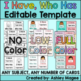 I Have, Who Has Card Game Editable Template