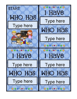 Preview of I Have, Who Has Card Template Math Theme