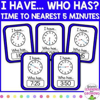 Preview of I Have... Who Has? Cards for Telling Time to the Nearest 5 Minutes