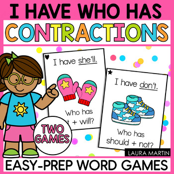 Preview of Contractions I Have Who Has Word Games - Contraction Games and Practice