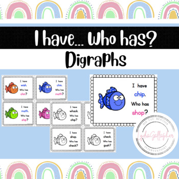 Preview of I Have, Who Has? Digraph Practice Game for sh- ch- th- wh- and -ck Words