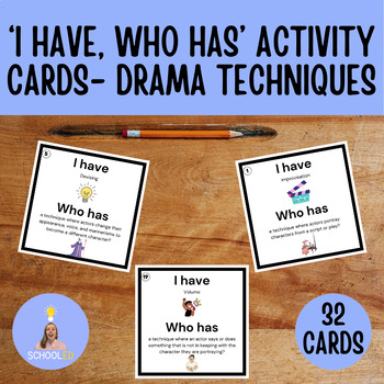 Preview of I Have, Who Has Drama Techniques Activity Cards
