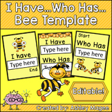 I Have Who Has Editable Card Template with a Bee theme