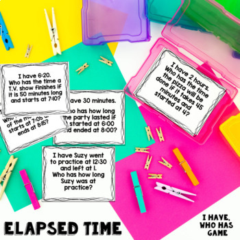 3rd Grade Elapsed Time Word Problems | Elapsed Time Task Cards | Activity