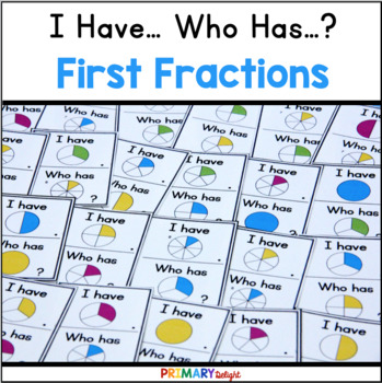 Preview of Fraction Game | I Have Who Has Fractions for Beginners with Halves and Quarters